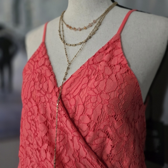 Chaser Lace Mini Dress In Coral - Picture 7 of 11